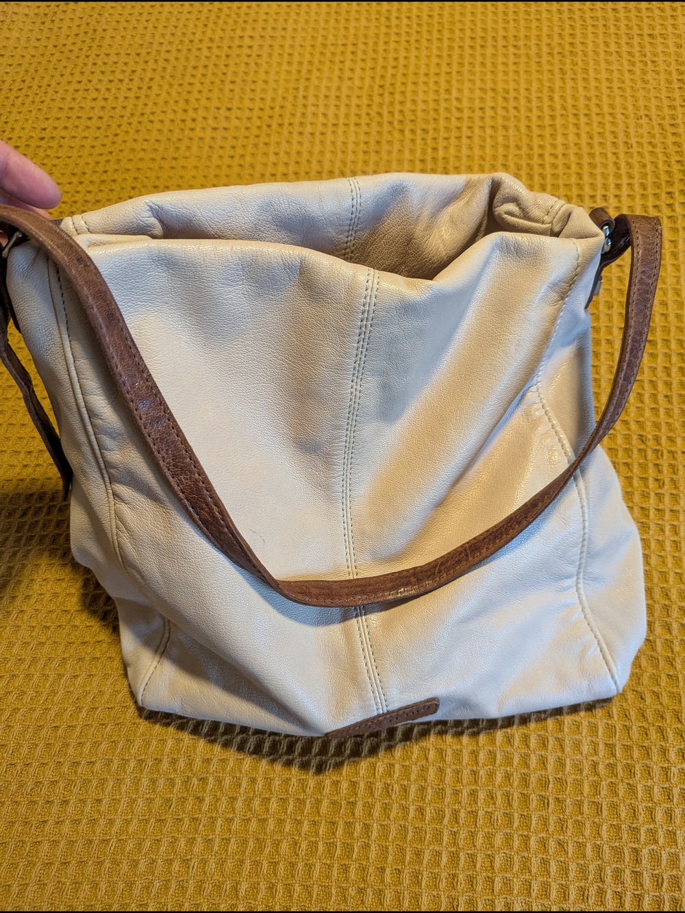 Liebeskind Cream Leather Shoulder Bag with Brown Strap